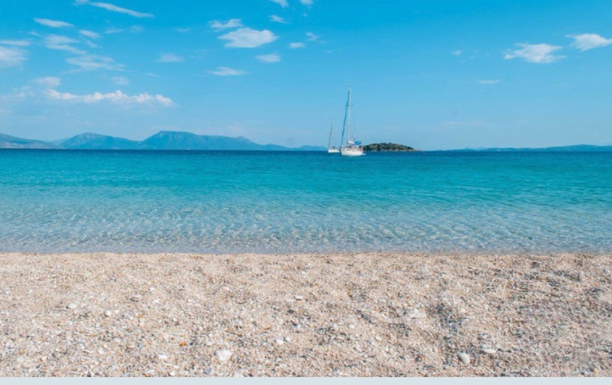 Vathiavali pebble beach with turquoise sea near Lefkada